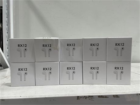 10 PAIRS OF NEW WIRELESS RX12 AIRBUDS