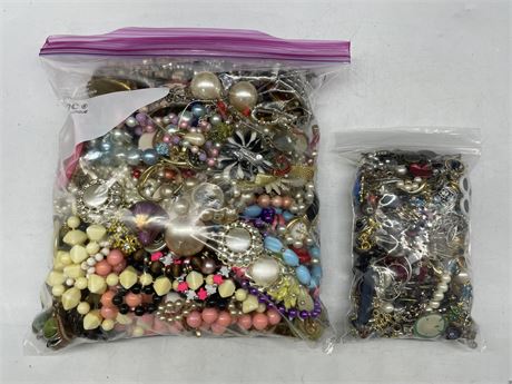 LARGE BAG & SMALL BAG OF VARIOUS JEWELRY