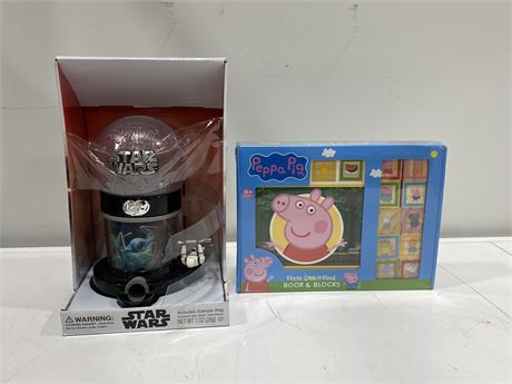 JELLY BELLY STAR WARS BEAN MACHINE & PEPPA PIG FIRST BOOK & WOODEN BLOCK SET