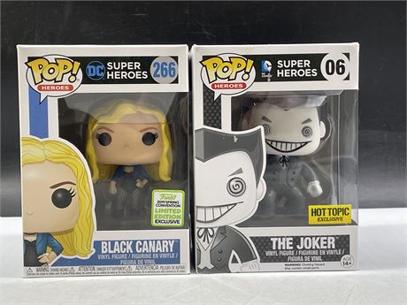 DC SUPER HEROES THE JOKER & BLACK CANARY EXCLUSIVE FUNKO POPS