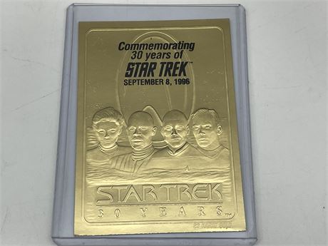 STAR TREK ‘30 YEARS COMMEMORATIVE’ 23CT GOLD CARD L/E #3818