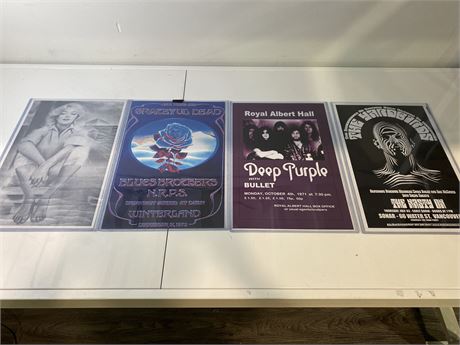 4 MISC. MUSIC POSTERS (17”x12”)