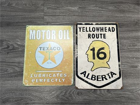 2 REPRODUCTION METAL SIGNS - 17”x12”