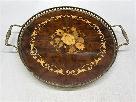 VINTAGE INLAID SERVICE TRAY - MADE IN ITALY
