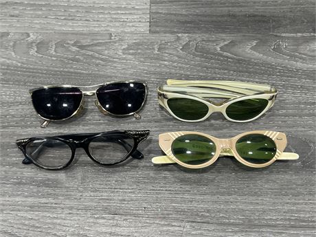 4 PAIRS OF VINTAGE GLASSES - ALL MADE IN FRANCE, ITALY OR USA
