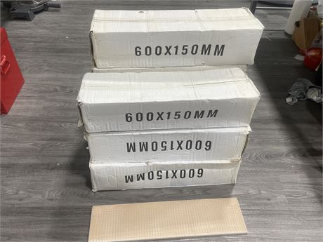 7 BOXES 24”x6” WHITE TILE 112 SQUARE FEET