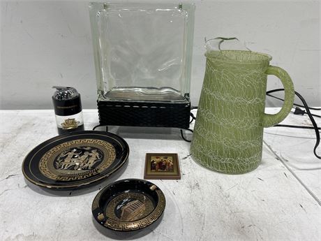 HOME DECOR/COLLECTABLES - LAMP, PITCHER + OTHERS