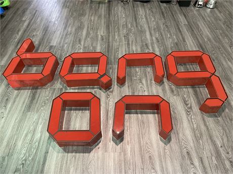 ORIGINAL SIGN LETTERS FROM “BANG ON” ESTATE (each letter is 23” wide)