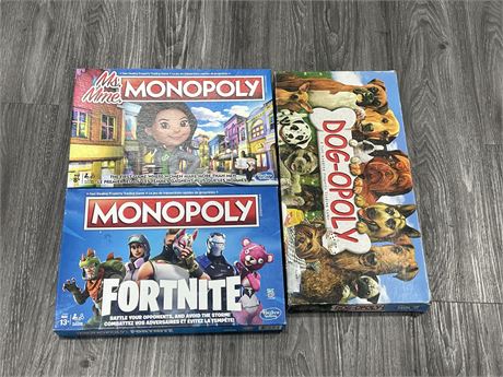 3 MISC MONOPOLY GAMES