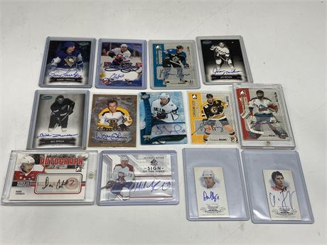 13 AUTOGRAPHED NHL CARDS