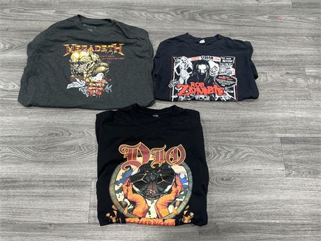 3 HEAVY METAL T SHIRTS - ROB ZOMBIE SIZE M / OTHERS XL