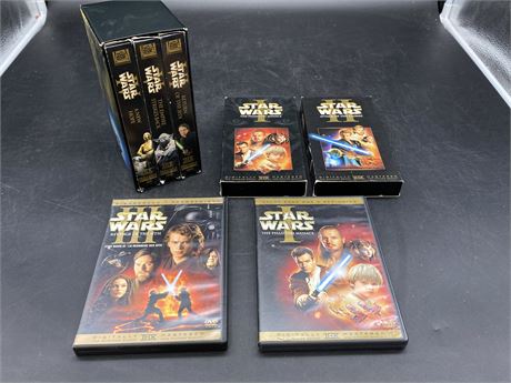 5 STAR WARS VHS’ & 2 STAR WARS DVDS