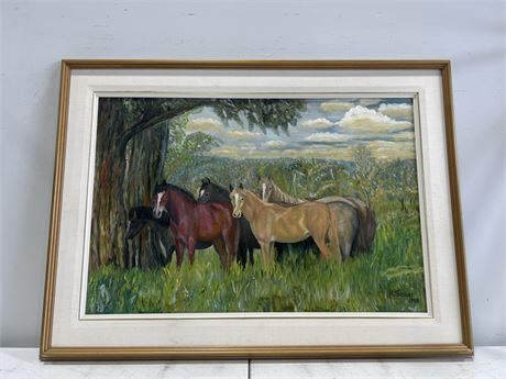 ORIGINAL OIL ON CANVAS PAINTING IN FRAME - SIGNED HEINZ SAUER - 43”x32”