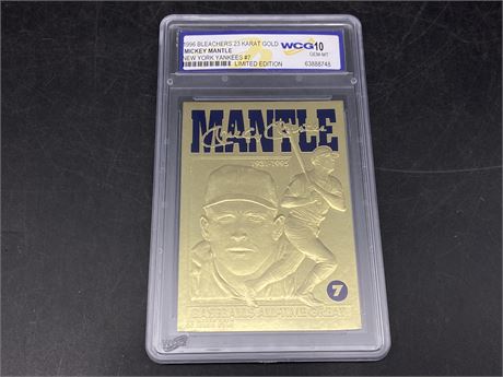 WCG GRADE 10 MICKEY MANTLE LIMITED EDITION 23KT GOLD CARD