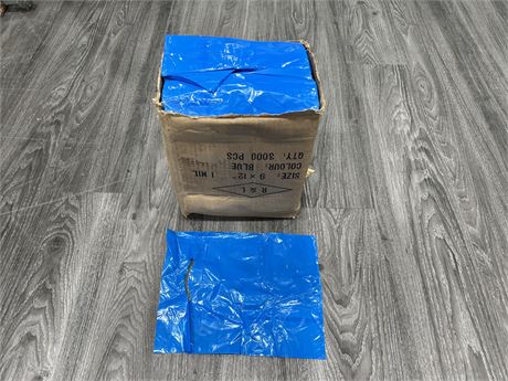 3000 NEW BLUE 12”x9” PLASTIC BAGS