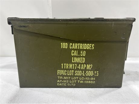 VINTAGE MILITARY 50 CAL. AMMO CRATE - 12” X 7” X 6”