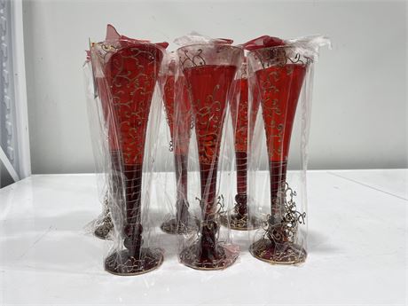 6 NEW CHAMPAGNE GLASSES / CANDLES 10”