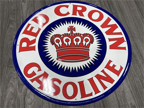 RED CROWN GASOLINE METAL SIGN - 2FT