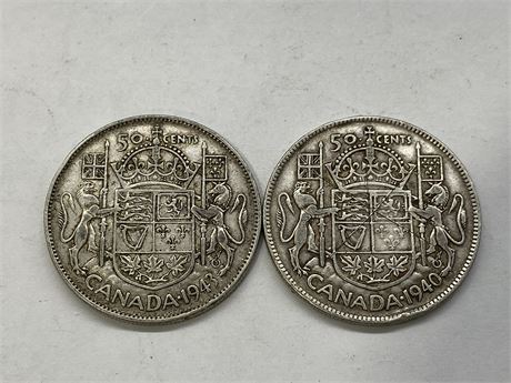 1940 + 1943 50 CENT COINS