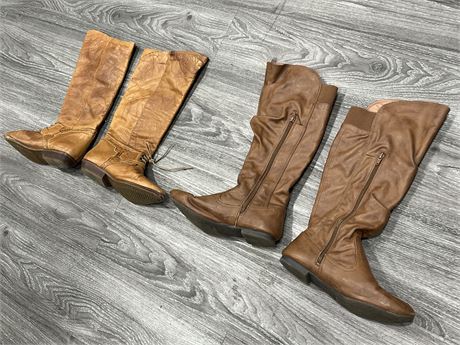 2 PAIRS OF COWGIRL BOOTS (SIZE 9.5)