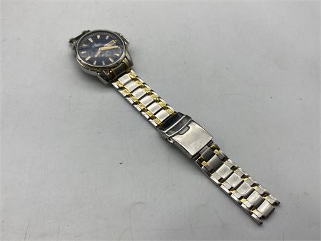 MENS BULOVA MARINE STAR, SCRATCHED CRYSTAL WATCH, MISSING PIN