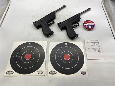 2 MODEL 53 SINGLE SHOT PELLET GUNS W/ PELLETS AND TARGETS - SHOOTS 300 FPS