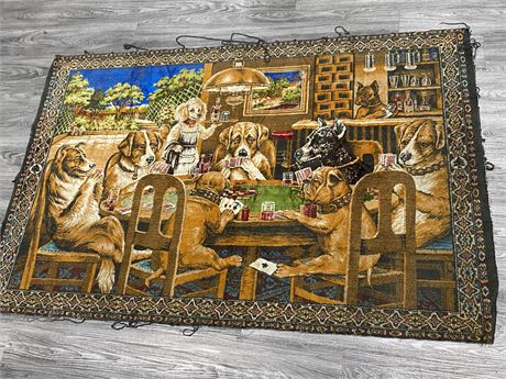 VINTAGE DOGS PLAYING POKER RUG (74”x48”)