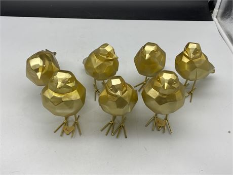7 GOLDEN BIRD DECORATIONS
