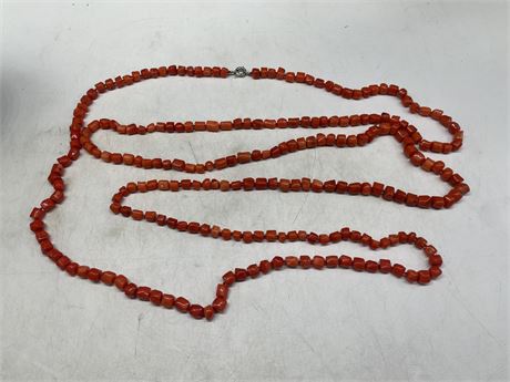 VERY LARGE 3 STAND CORAL NECKLACE (100”)