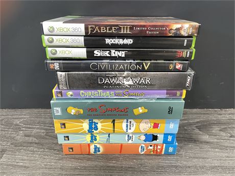 4 SIMPSONS BOX SETS / DVD - 5 GAMES (3 XBOX360 - 2 PC)