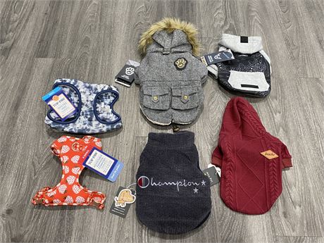 6 NWT SMALL DOG CLOTHING / HARNESS PIECES