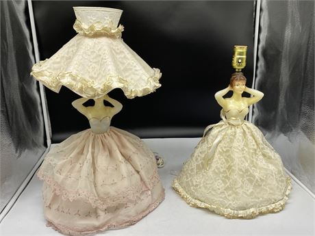 2 VINTAGE DOLL LAMPS (20” tall)