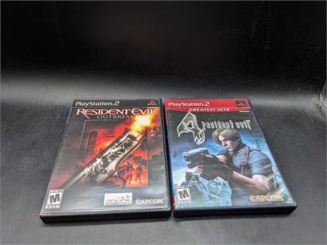2 RESIDENT EVIL PS2 GAMES - VERY GOOD CONDITION