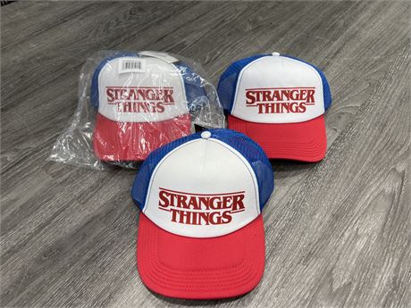 3 NEW W/ TAGS STRANGER THINGS SNAP BACK HATS
