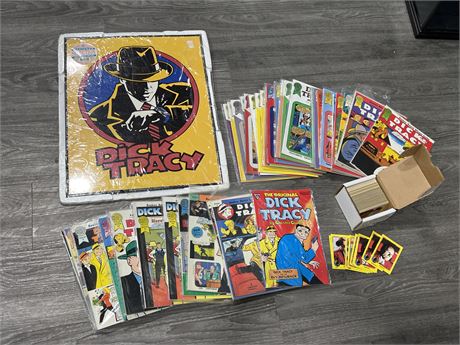 DICK TRACY COLLECTION - METAL SIGN, BOOKS & CARDS