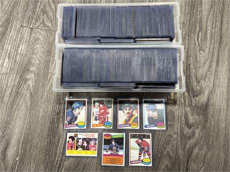 2 BOXES OF 1980/81 NHL CARDS IN TOP LOADERS