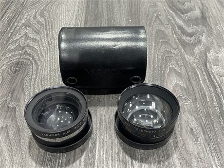 YASHICA TELEPHOTO WIDE ANGLE LENS SET IN CASE