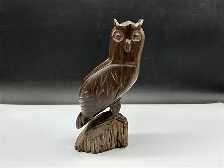 VINTAGE IRON WOOD OWL (11”)