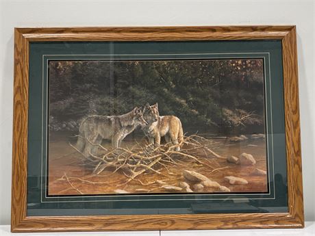 SIGNED WOLF PRINT BY B. MARRIS (43”x31”)