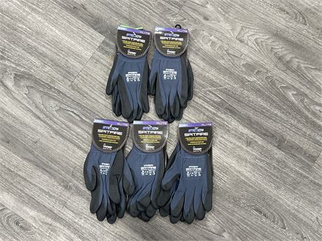 5 PAIRS OF STEALTH LIGHT WEIGHT POLYURETHANE GLOVES - SIZE XL