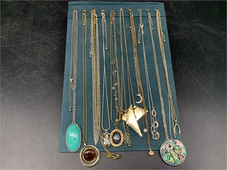 LOT OF NECKLACES W/STAND