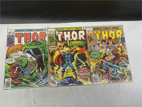 3 THE MIGHTY THOR COMICS INCL: #271-273