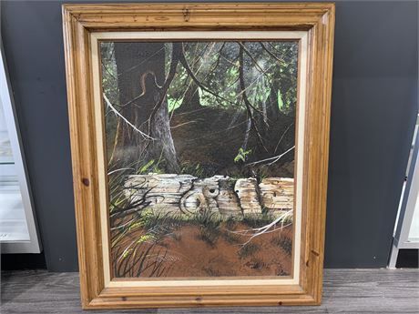 WOOD FRAMED PAINTING BY J.HORNE (35”x29”)
