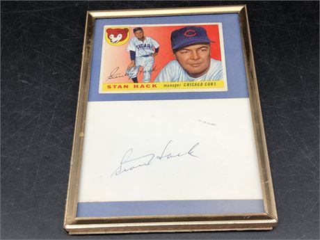 1955 STAN HACK CARD AND SIGNATURE IN FRAME