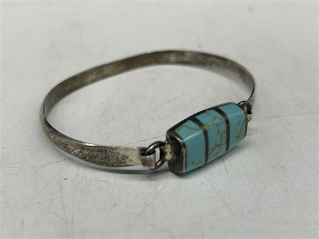 MADE IN MEXICO MARKED 925 STERLING BRACELET W/TURQUOISE