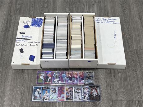 2 BOXES OF 1990-2021 BASEBALL CARDS 2500+ CARDS 800+ ROOKIES / INSERTS