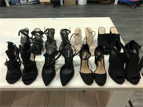 8 PAIRS OF WOMENS HEELS SIZE ~ 6