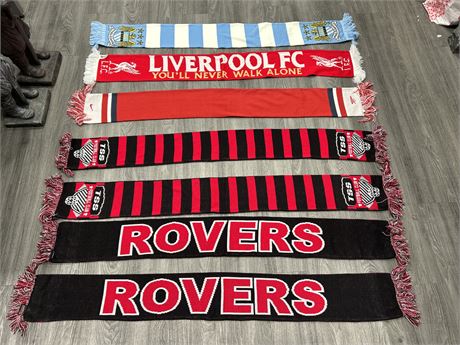 7 SOCCER SCARVES - MAN CITY, ARSENAL, LIVERPOOL & OTHERS