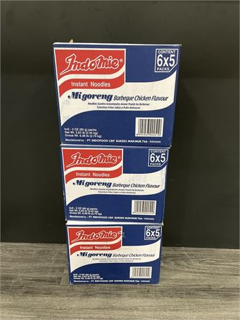 3 BOXES (90 PACKS) OF INDOMIE INSTANT NOODLES BBQ CHICKEN FLV - EXP:08/28/21