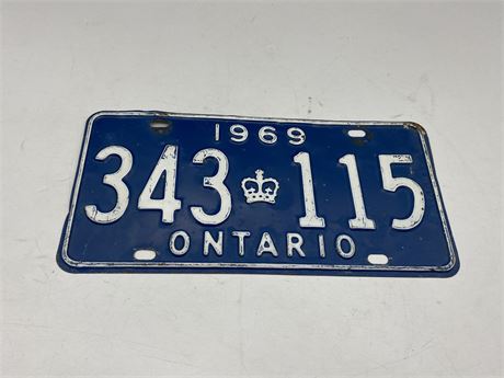 1969 ONTARIO LICENSE PLATE